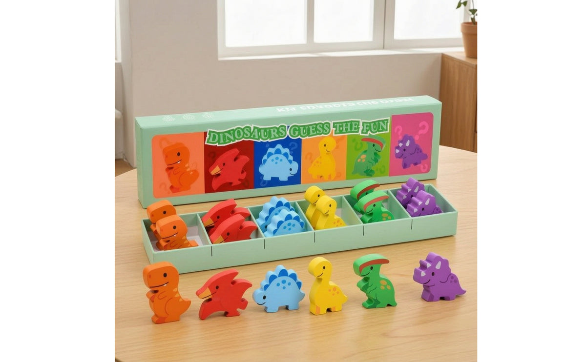 Early Learning Dinosaur Matching Game Educational Matching Game with Wooden Box Preschool Toy Compact for Preschoolers, Kids, Toddlers, Playroom, Classroom, Travel