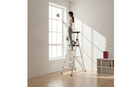Aluminum Step Ladder with Tool Tray Anti-Slip Ladder with Tool Tray Lightweight Portable for Seniors, Garage, Closet