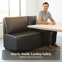 Restaurant Booth Seating Thickened Seat Cushion Upholstered Booth Bench Comfortable Backrest Marble Pattern Dining Table for Adults, Lounge, Eatery