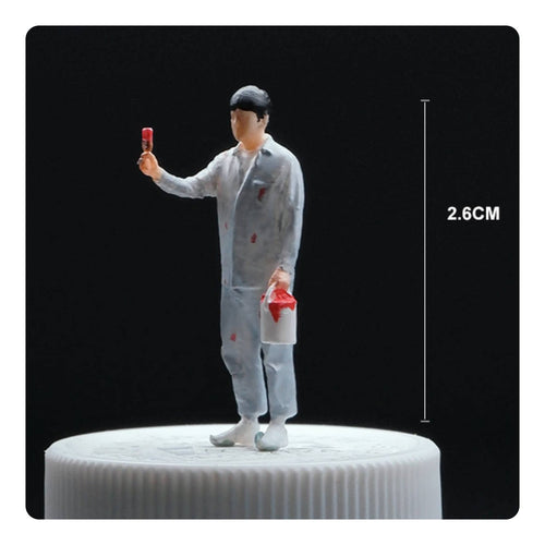 1/64 Scale Painter Figurine Realistic Design Miniature Construction Worker Model