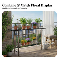 Stainless Steel Flower Rack Sturdy-Duty Tiered Plant Shelf Tiered Plant Stand Water Resistant Metal Flower Pot Holder Non-Slip