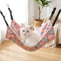 Hanging Cat Bed Macrame Basket with Cushion, Round Swing for Large Indoor Cats, Soft Sleeping Cat Hammock, Elevated Resting Indoor Bed Area
