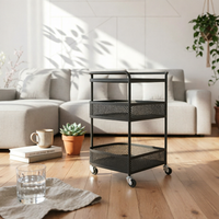 Mini Mobile Decorative Table with Wheels Rolling Side Table Space Saving