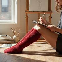 Women's Winter Wool Blend Leg Warmers with Fleece Lining - Japanese Style Solid Color Scrunch Socks