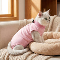 Cat Recovery Suit with fasteners, Modal Post Surgery Cat Clothes, Turtleneck Recovery Suit, Anti-Licking Cat Surgery Suit