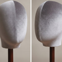 Velvet Head Form Stand Solid Mannequin Head with Wooden Base Compact
