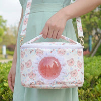 Pet Carrier Bag and Small Animal Carrier with Wood Base, Portable Pet Tote Bag and Pet Hand Bag with Shoulder Strap for Outdoor Spring Outing