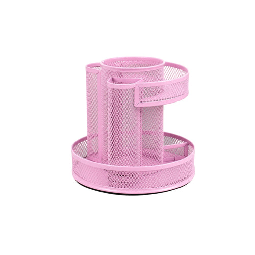 Rotating Mesh Organizer 2-Tier Spinning Pen Holder Space-Saving for Vanity Table