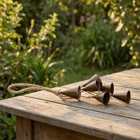 Pleasant Bell Ornament with Rope Loop Rustic Bell Cluster with Rope Charming Hanging Wind Chime Lightweight for Porch