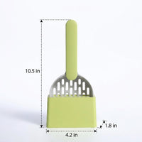 Litter Scooper with Holder Base, Grid Sieve Cleaning Tool and Dustpan for Cat Litter, Sand Sifter for Cat Waste Remover, 26.6*12.7*5.4 cm Size