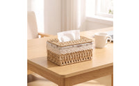 Tissue Box Cover Woven Tissue Box Holder Rattan-Style for Desk