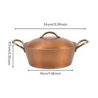 Copper Pot with Lid Hammered Nabe Wide-Bellied for Tabletop Dining, Home Cooks