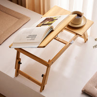 Foldable Bamboo Rattan Bedside Table, No Assembly Required, Natural Color, 50cm