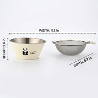 Stainless Steel Colander Bowl with Handle, 304 Stainless Steel Double Layer Drainage Bowl, Round Fruit Colander and Vegetable Strainer Set