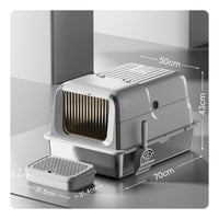 Stainless Steel Litter Box Hooded Covered Cat Litter Box Extra Large for Home