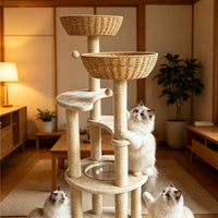 Multi-Level Cat Sisal-Wrapped Posts-Wrapped Soft Cat Climbing Structure Textured Finish Animal Furniture