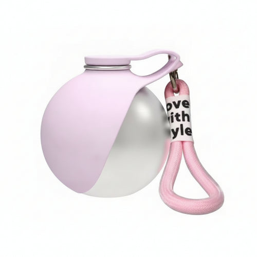 Stainless Steel Pet Travel Bottle Spherical 2-in-1 Pet Water Bottle for Outdoors