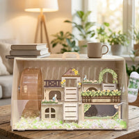 Large Hamster Cage Acrylic Hamster Villa with built-in Wheel, Wood and premium habitat with Openable Top for Syrian Hamsters and Gerbils