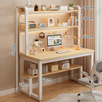 Desk Bookshelf Combo Multifunctional Computer Desk with Hutch Pegboard Wide Desktop Solid Wood Frame Functional Design Suitable for Students Kids Bedroom Dorm Room