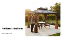 Fourfour-Leg Outdoor Canopy Waterproof Patio Sun Cover Weather Resistant Rigid-Roof Gazebo for Garden Enthusiasts, Party Hosts, Backyard, Poolside