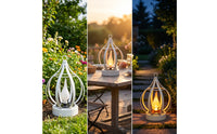 Solar Lantern with Metal Cage Waterproof Solar Hanging Lantern Portable for Yard