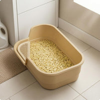 Semi-Enclosed Litter Box Low Entry Uncovered Top Feline Litter Box Slotted