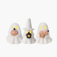 Glowing Ghost Ornament Set - Whimsical Resin Halloween Decor