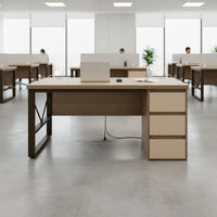 Wide Desktop Desk with Drawers and Shelves Low Formaldehyde Computer Desk with Drawers Industrial Design Home Office Study Table Combination Lock Drawer