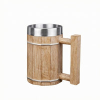 Barrel Beer Stein Rivet Details Wood-Grain Mug Easy to Clean