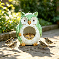 Owl Resin Bird Feeder for Outdoor Garden Hanging