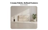 Creamy design Upholstered Floor-Standing Backboard Slim silhouette Headboard Soft Upholstery Bed Backrest Minimalist Design for Parents, Homeowners, Renters, Apartment, Guest Room