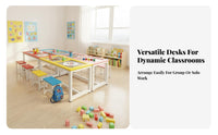 Easy to Clean Kindergarten Classroom Table Multi-Purpose Kids Art Table and Chair Set Large Tabletop children's Drawing Desk with Storage Safety Rounded Corners for Preschoolers, Toddlers, Teachers, Training Center, Daycare, Playroom, Homework