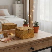 Straw Storage Box with Lid Eco-Friendly Material Woven Seagrass Storage Basket