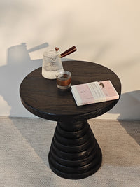 Round Wooden Stool with Shelf