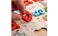 Interactive Wooden Puzzle Board Cognitive Wooden Puzzle Preschool Learning Board Movable for Toddlers