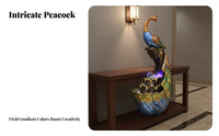 Peacock Floor Water Feature Indoor Fountain Resin Sculpture LED Waterfall Statue Tranquil Cascading Water Ornament Suitable for Entrance Living Room Office Clubhouse
