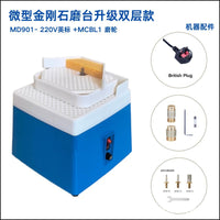 Small Automatic Water-Fed Glass Edge Grinding Machine with Diamond Grinding Wheel, Double-Layer Worktable, 1-Inch Spiral Wheel Upgrade, UK Plug