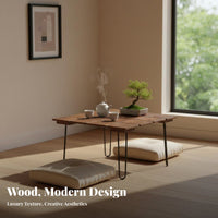 Tiled Wood Top Table Long-Lasting Living Room Furniture Easy Assembly
