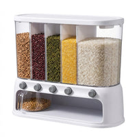Rotating Grain Dispenser, Food Storage Container, Cereal Dispenser Box, Kitchen Organizer, 6 Compartment Storage, Japanese