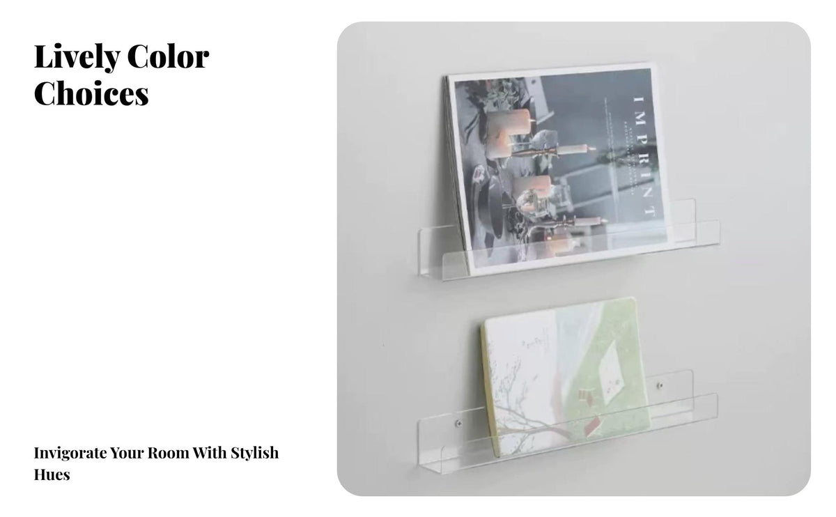 4 Pieces Transparent Clear Picture Ledge Space-Saving Display Shelf Floating Design Wall Decoration Minimalist Design for Collectors, Home Decor Enthusiasts, Living Room, Bedroom, Nursery, Kitchen