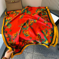 Elegant Silk Scarf for Women, Long Sun Protection Shawl, Imitation Silk Printed for Travel