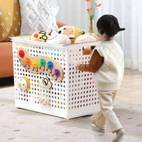 Kids' Stackable Toy Storage Bin with Wheels - Large Capacity Organizer for Plush Dolls and Baby Items