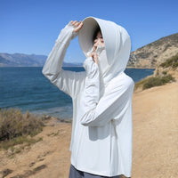 Women's Ice Silk Sun Protection Hoodie with Wide Brim - Lightweight & Breathable