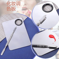 Stainless Steel Makeup Mixing Palette and Spatula Set for Foundation and Cosmetics