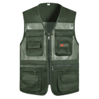 Men's Summer Mesh Multi-Pocket Quick Dry Vest for Hiking Fishing Photography