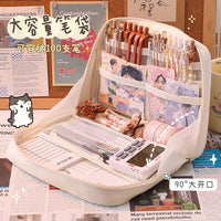 Large Capacity Pencil Case Multi-functional Cosmetic Bag with Compartments for Students