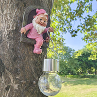 Outdoor Resin Dwarf Gnome Solar Light Garden Craft Ornament Elf Pendant