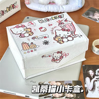 Cute Cat Series PU Magnetic Card Holder with Lid for Stationery