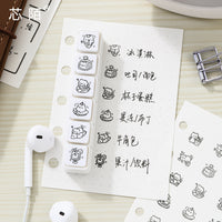 Xinmo 6-in-1 Cat Cartoon Stamp Set for DIY Journals and Planners