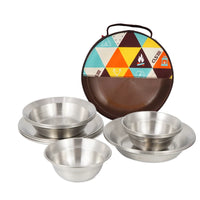 Outdoor Stainless Steel Dinnerware Set for Camping, Picnics, and BBQ - Portable 16-Piece Kit
